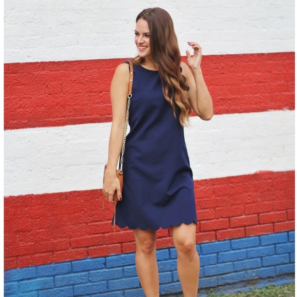 Dresses & Skirts - Navy scalloped mini dress Dresses & Skirts - Navy scalloped mini dress